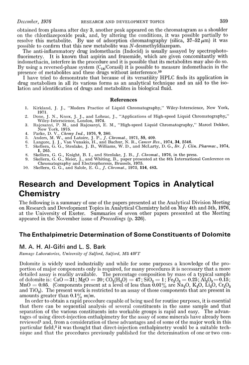 Research and Development Topics in Analytical Chemistry