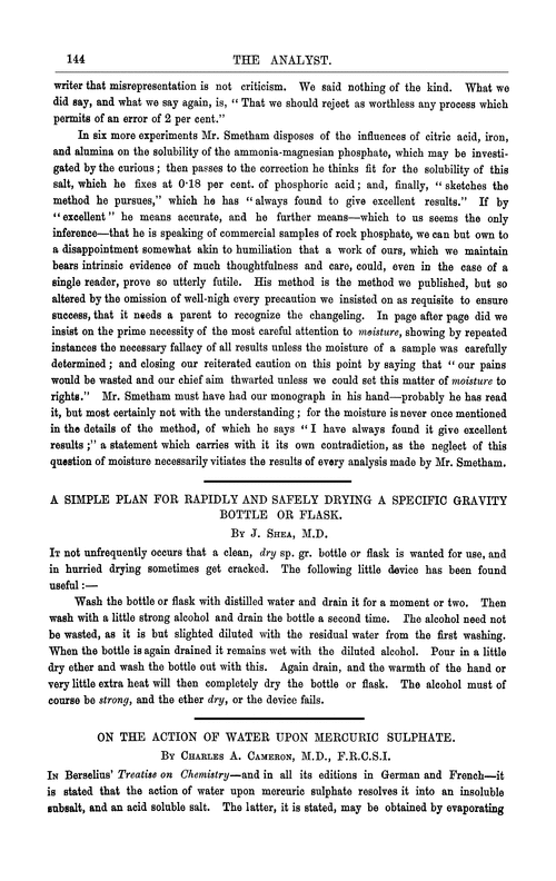 On the action of water upon mercuric sulphate