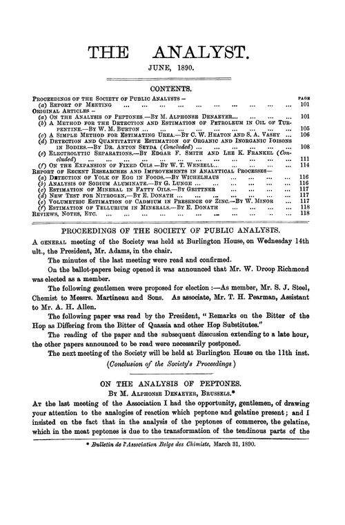 On the analysis of peptones