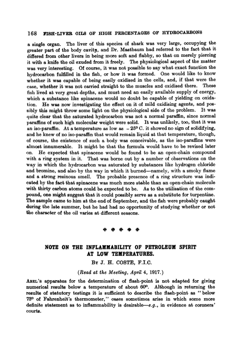 Note on the inflammability of petroleum spirit at low temperatures