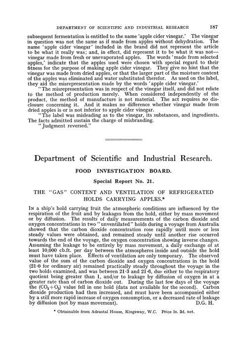 Department of Scientific and Industrial Research. Food Investigation Board