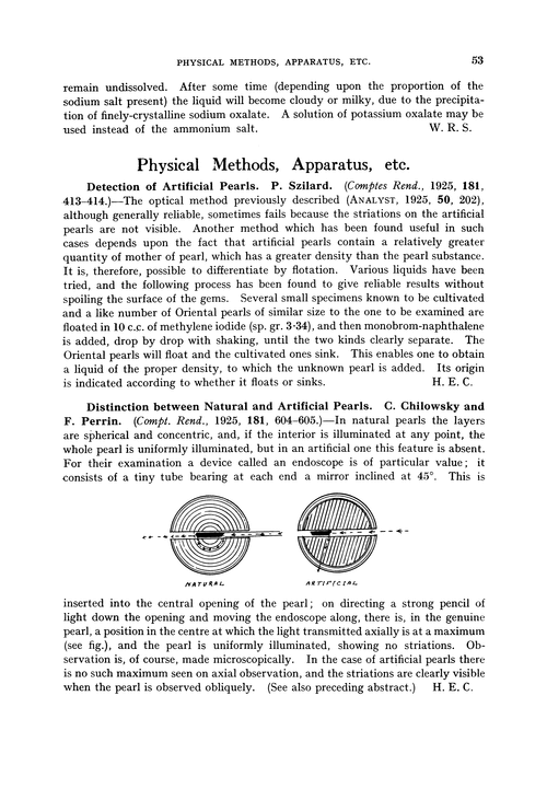 Physical methods, apparatus, etc.