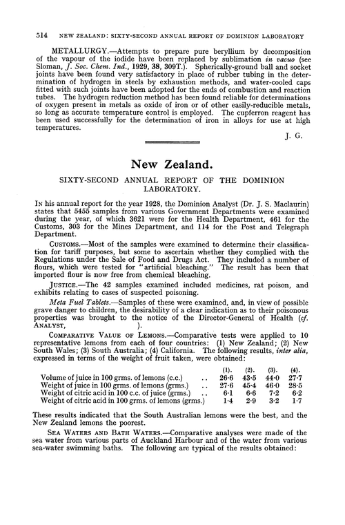 New Zealand. Sixty-second Annual Report of the Dominion Laboratory