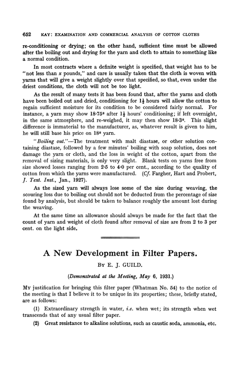 A new development in filter papers