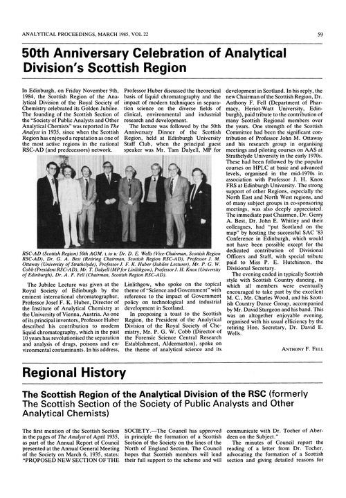 50th Anniversary Celebration of Analytical Division's Scottish Region