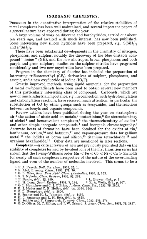 Inorganic chemistry