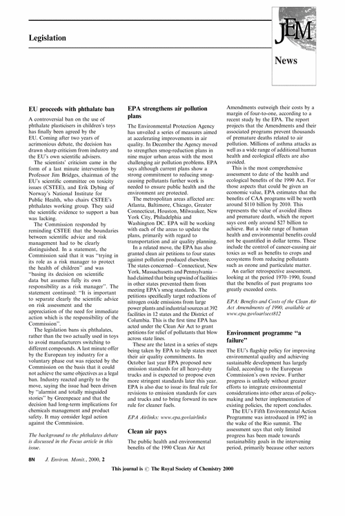 News Legislation Environmental quality Chemical hazards Public and occupational health Research activities Publications Events Web bytes