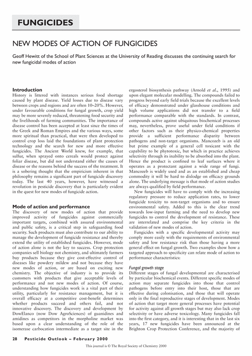 New modes of action of fungicides