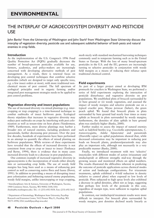 The interplay of agroecosystem diversity and pesticide use