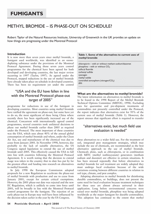 Methyl bromide - is phase-out on schedule?