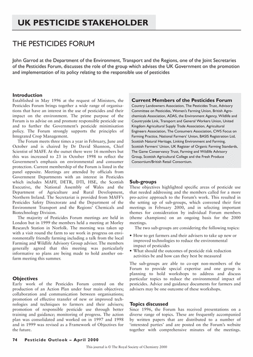 The Pesticides Forum