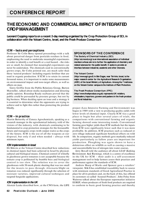 The economic and commercial impact of integrated crop management