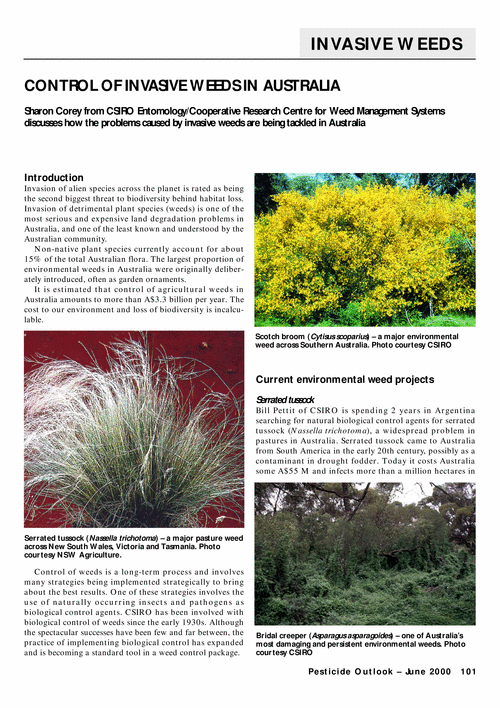 Control of invasive weeds in Australia