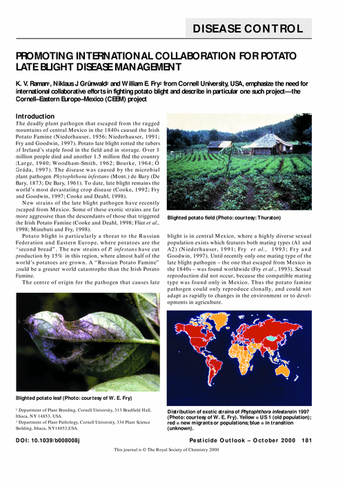 Promoting international collaboration for potato late blight disease management