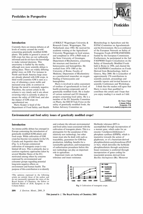 Pesticides in Perspective. Environmental and food safety issues of genetically modified crops