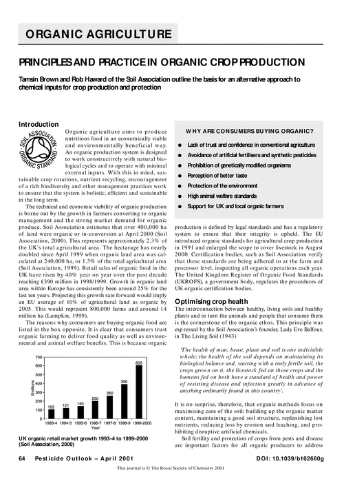 Principles and practice in organic crop production