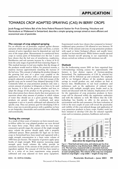 Towards crop adapted spraying (CAS) in berry crops