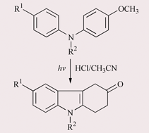 Graphical abstract: Novel photoreaction of N-alkyl(p-methoxyphenyl)arylamines assisted by protic acids