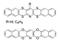 Graphical abstract: Dinaphtho[2′,3′:5,6][1,4]dithiino[2,3-b:2,3-e]pyridine, its 16-butyl derivative and dinaphtho[2′,3′:5,6][1,4]dioxo[2,3-b:2,3-e]pyridine: novel heterocycles as electron donor compounds