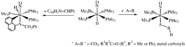 Graphical abstract: Insertion reactions of hydridonitrosyltetrakis(trimethylphosphine) tungsten(0)