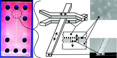 Graphical abstract: Design and fabrication of a multilayered polymer microfluidic chip with nanofluidic interconnects via adhesive contact printing