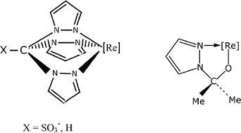 Graphical abstract: Rhenium complexes of tris(pyrazolyl)methanes and sulfonate derivative