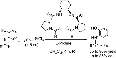 Graphical abstract: First enantioselective organocatalytic allylation of simple aldimines with allyltrichlorosilane