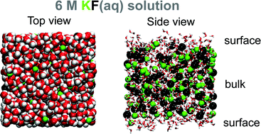 Graphical abstract: Ion spatial distributions at the liquid–vapor interface of aqueous potassium fluoride solutions