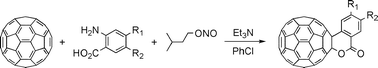 Graphical abstract: A facile access to [60]fullerene-fused δ-lactones: unexpected reaction pathway of benzenediazonium-2-carboxylates controlled by organic bases