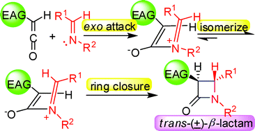 Graphical abstract: Stereoselective control in the Staudinger reactions involving monosubstituted ketenes with electron acceptor substituents: experimental investigation and theoretical rationalization