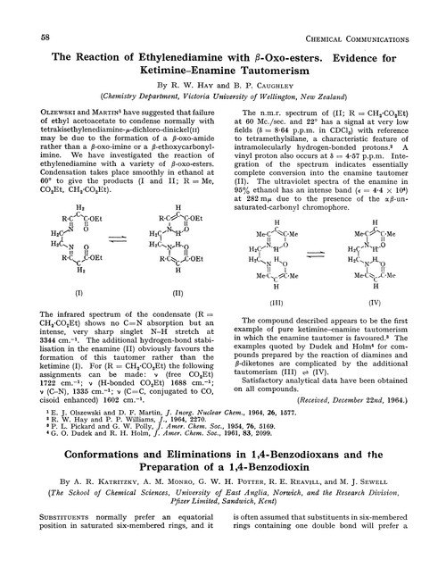 The reaction of ethylenediamine with β-oxo-esters. Evidence for ketimine–enamine tautomerism