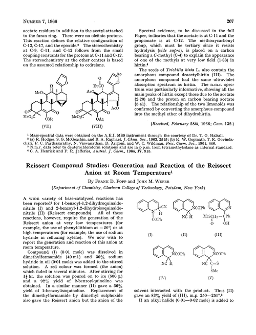 Reissert compounds studies: generation and reaction of the Reissert anion at room temperature