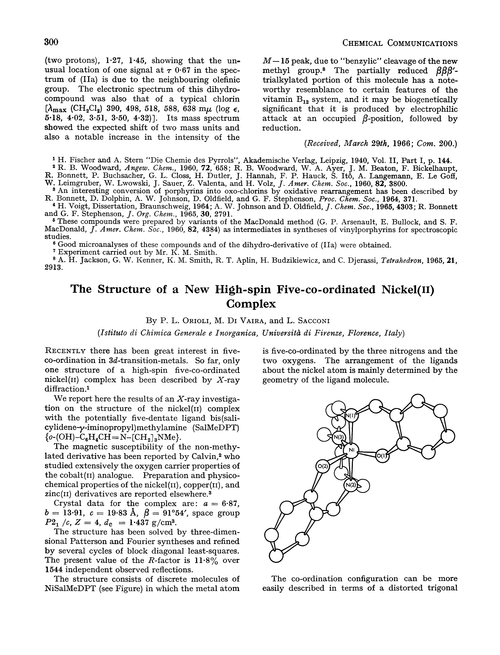 The structure of a new high-spin five-co-ordinated nickel(II) complex