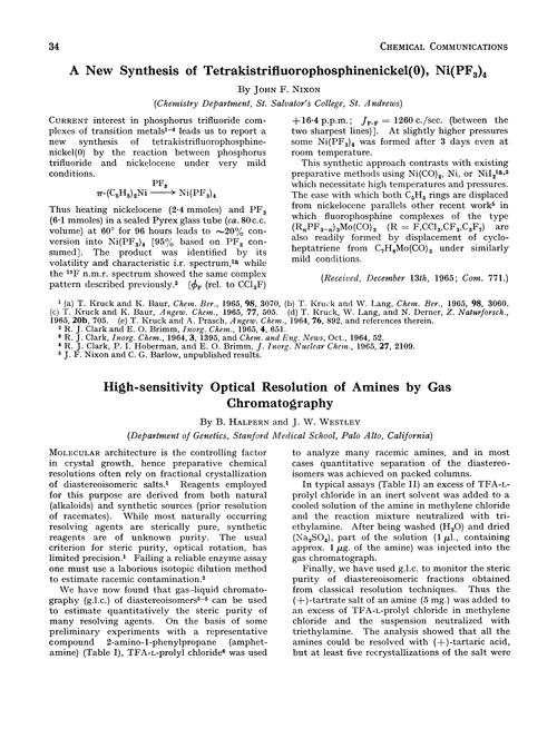 A new synthesis of tetrakistrifluorophosphinenickel(0), Ni(PF3)4