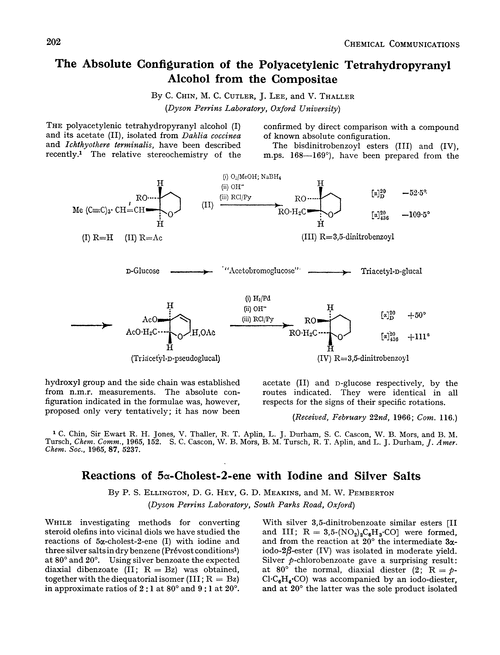 The absolute configuration of the polyacetylenic tetrahydropyranyl alcohol from the compositae