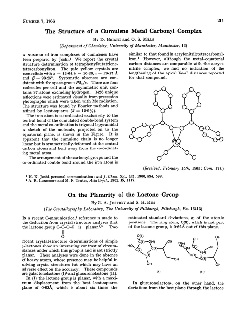 The structure of a cumulene metal carbonyl complex