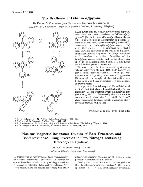 Nuclear magnetic resonance studies of rate processes and conformations. Ring inversion in two nitrogen-containing heterocyclic systems