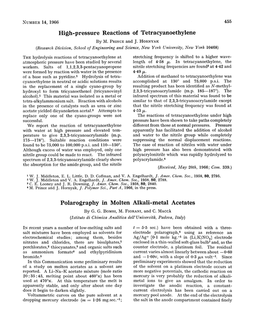 Polarography in molten alkali-metal acetates