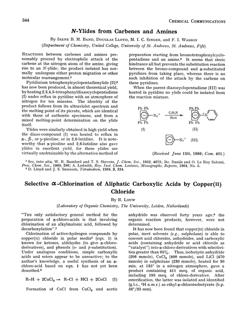 Selective α-chlorination of aliphatic carboxylic acids by copper(II) chloride