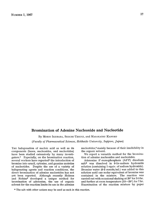 Bromination of adenine nucleoside and nucleotide