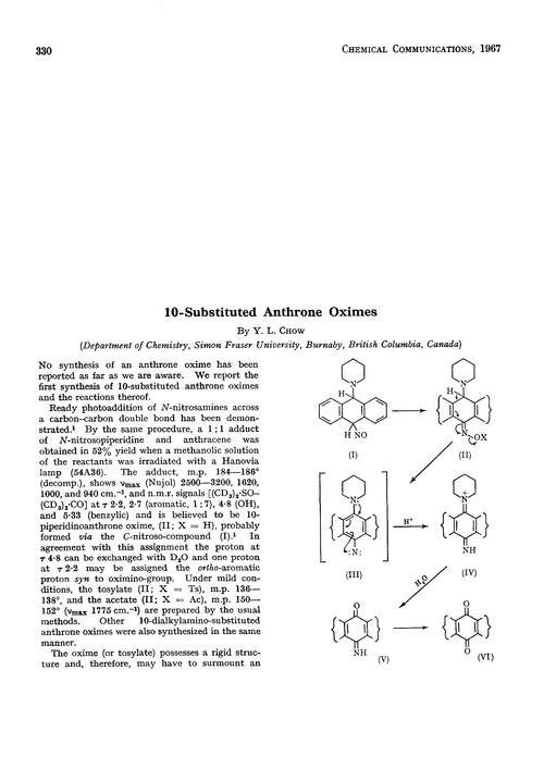 10-Substituted anthrone oximes