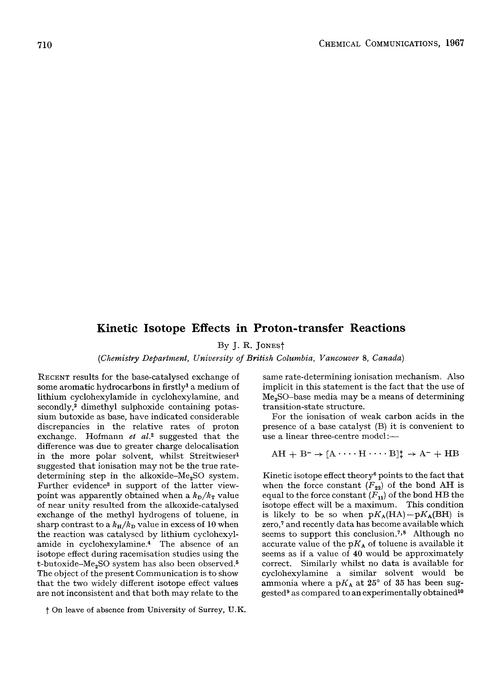 Kinetic isotope effects in proton-transfer reactions