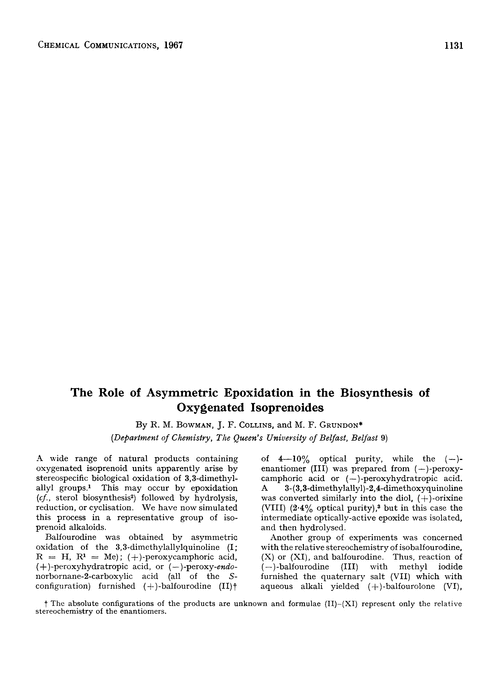 The role of asymmetric epoxidation in the biosynthesis of oxygenated isoprenoides