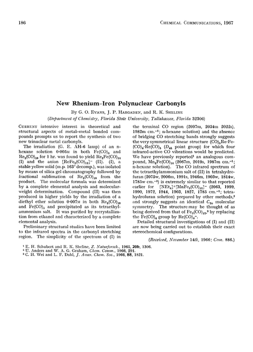 New rhenium–iron polynuclear carbonyls