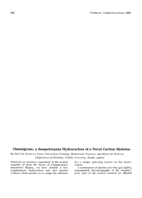 Chamigrene, a sesquiterpene hydrocarbon of a novel carbon skeleton