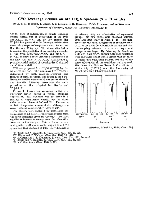 C18O exchange studies on Mn(CO)5X systems (X = Cl or Br)