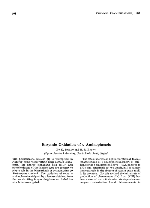 Enzymic oxidation of o-aminophenols