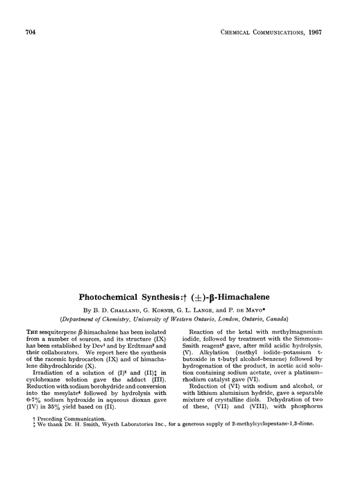 Photochemical synthesis: (±)-β-himachalene