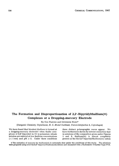 The formation and disproportionation of 2,2′-bipyridylthallium(II) complexes at a dropping-mercury electrode