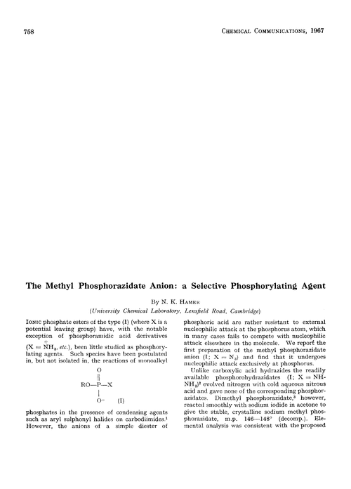 The methyl phosphorazidate anion: a selective phosphorylating agent